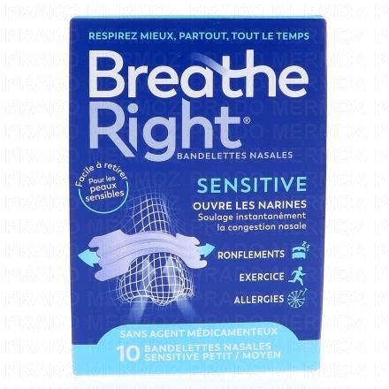 BREATHE RIGHT Bandelettes nasales nez congestionné sensitive petit/moyen (10 bandelettes)