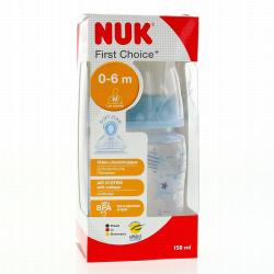 NUK First Choice - Biberon 1er âge 150ml bleu