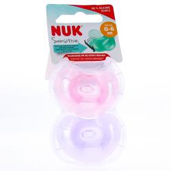 NUK Sensitive Sucettes0-6 mois x2 Rose