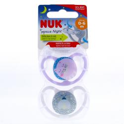 NUK Space Night Sucettes perfectionnées 0-6 mois x2 rose