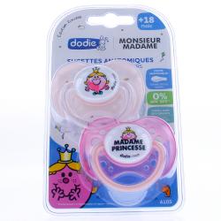 DODIE Monsieur Madame Sucettes anatomiques +18mois x2 madame princesse