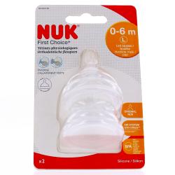 NUK First Choice - Tétines physiologiques pour biberon 0-6mois taille l
