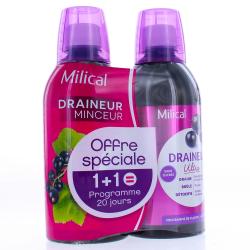 MILICAL Draineur ultra minceur saveur cassis lot de 2*500ml