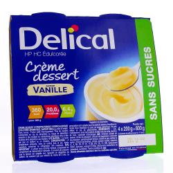 DELICAL HP HC Edulcorée - Crème dessert saveur vanille 4x200g