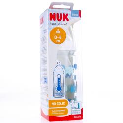 NUK First Choice - Biberon verre 1er âge 0-6mois 240ml bleu éléphant