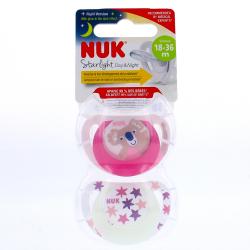 NUK Starlight Jour/nuit - Sucettes 18-36mois x2 koala rose