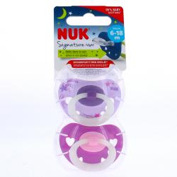 NUK Signature night - Sucettes x2 6-18mois rose