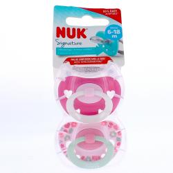 NUK Signature - Sucettes x2 6-18mois rose