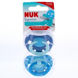 NUK Signature - Sucettes x2 6-18mois bleu