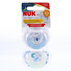 NUK Starlight Jour/nuit - Sucettes 0-6 mois x2 koala