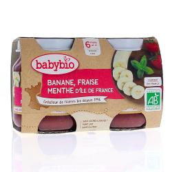 BABYBIO Pot banane fraise menthe bio +6mois 2x130g