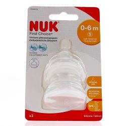 NUK First Choice - Tétines physiologiques pour biberon 0-6mois taille s