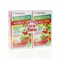 ARKOPHARMA Arkovital - Acérola 1000 vitamine C 100% naturelle lot de 2 boîtes x 30 comprimés