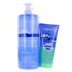URIAGE 1ers Soins bébé - 1ère Eau Nettoyante 1l + crème lavante 200ml offerte
