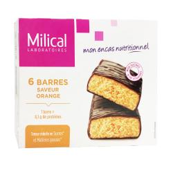 MILICAL Barres minceur hyperprotéinées goût chocolat orange x 6