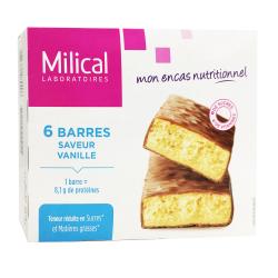 MILICAL Barres minceur hyperprotéinées goût vanille x 6