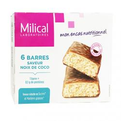 MILICAL Barres minceur hyperprotéinées goût coco x 6