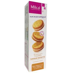 MILICAL Biscuits diététiques hyperprotéinés goût noisette x 12