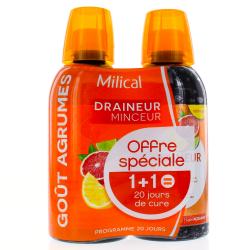 MILICAL Draineur minceur ultra goût agrumes lot de 2 x 500ml dont 1 flacon OFFERT