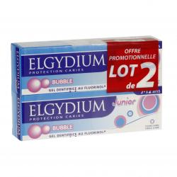 ELGYDIUM Dentifrice junior bubble lot de 2 tubes de 50 ml