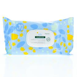 KLORANE Bébé lingettes nettoyantes douces grand modèle (70 lingettes)
