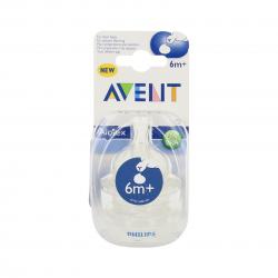 AVENT Tétine 1 trou 6 mois et plus lot de 2