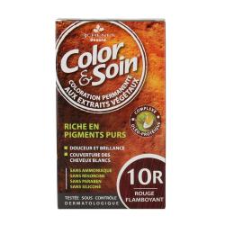 LES 3 CHÊNES Color & soin n°10R rouge flamboyant flacon 60ml de teinture + flacon 60ml de fixateur + un sachet 15ml de baume capillaire + gants