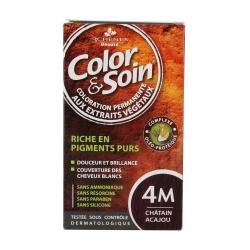 LES 3 CHÊNES Color & soin n°4M châtain acajou flacon 60ml de teinture + flacon 60ml de fixateur + un sachet 15 ml de baume capillaire + gants