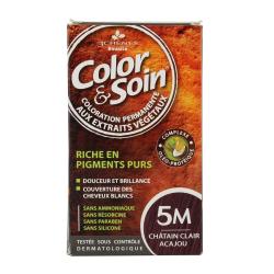 LES 3 CHÊNES Color & soin n°5M châtain clair acajou flacon 60ml de teinture + flacon 60ml de fixateur + un sachet 15ml de baume capillaire + gants