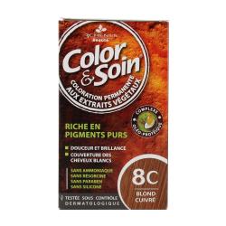 LES 3 CHÊNES Color & soin n°8c blond cuivré flacon 60ml de teinture + flacon 60ml de fixateur + un sachet 15ml de baume capillaire + gants