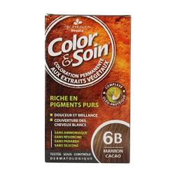 LES 3 CHÊNES Color & soin n°6B marron cacao flacon 60ml de teinture + flacon 60ml de fixateur + un sachet 15ml de baume capillaire + gants