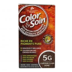 LES 3 CHÊNES Color & soin n°5G châtain clair doré flacon 6 ml de teinture + flacon 60ml de fixateur + un sachet 15ml de baume capillaire + gants