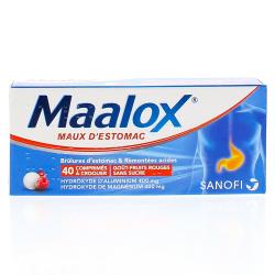 Maalox maux d'estomac sans sucre fruits rouges boîte de 40 comprimés