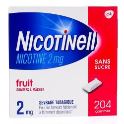 NICOTINELL fruit 2 mg sans sucre boîte de 204 gommes
