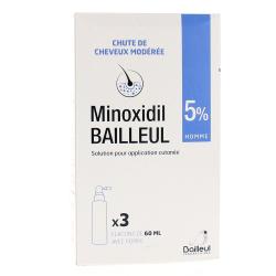 Minoxidil bailleul 5 % 3 flacons de 60 ml
