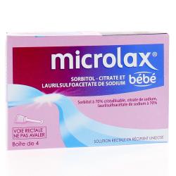 Microlax bébé sorbitol citrate et laurilsulfoacétate de sodium boîte de 4 récipients unidoses