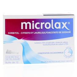 Microlax sorbitol citrate et laurilsulfoacétate de sodium boîte de 12 récipients unidoses