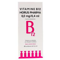 Vitamine b12 horus 0,05 pour cent (0,2 mg/0,4 ml) boîte de 20 récipients unidoses