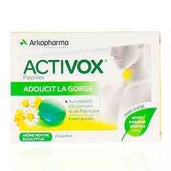 ARKOPHARMA Activox sans sucre menthe eucalyptus boîte de 24 pastilles