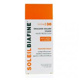 SOLEIL BIAFINE Emulsion solaire visage SFP30 double protection tube 50ml