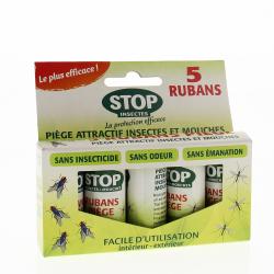 STOP INSECTES Piège attractif insectes et mouches boîte de 5 rubans