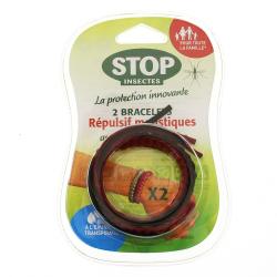 STOP INSECTES Bracelets répulsifs moustiques x 2