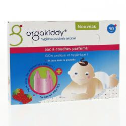 ORGAKIDDY Sac à couches parfumé senteur fraise paquet de 50 sacs