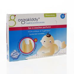 ORGAKIDDY Sac à couches parfumé senteur Baby powder paquet de 50 sacs