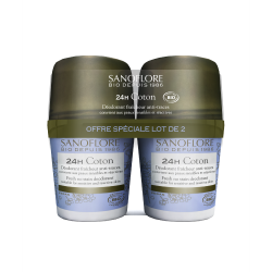 SANOFLORE Coton déodorant bio Roll on 50ml lot de 2 roll'ons x 50ml
