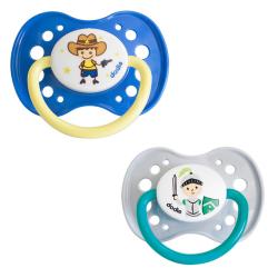 DODIE Duo Sucettes +18 mois anatomiques silicone garçon REF A8 Cowboy et Chevalier