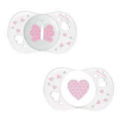 LUC ET LEA Sucette silicone symétrique 0-2mois Papillon / Coeur