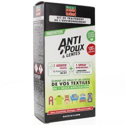 CINQ SUR CINQ Kit de traitement de l'environnement Anti-poux et Lentes