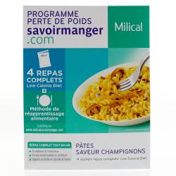 MILICAL Programme perte de poids pâtes aux champignons sachets repas complets x 4