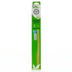 EKO BAMBOO Brosse à dents adulte en bambou poils souples bleue